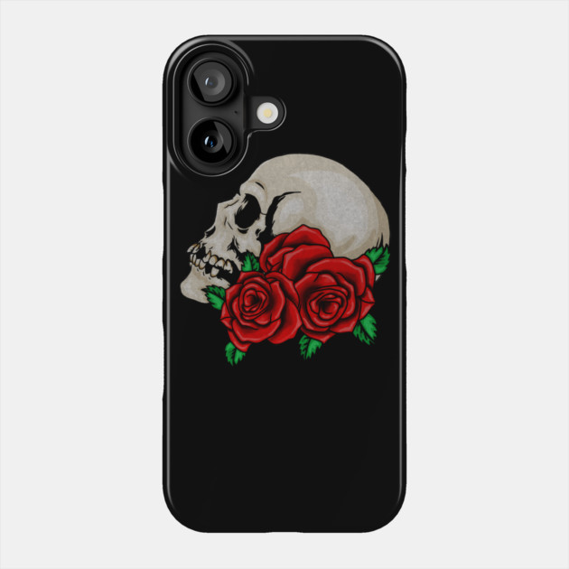 Skull, Floral Roses Phone Case by logiamerch