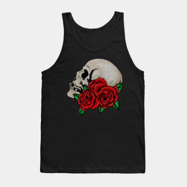 Skull, Floral Roses Tank Top by logiamerch