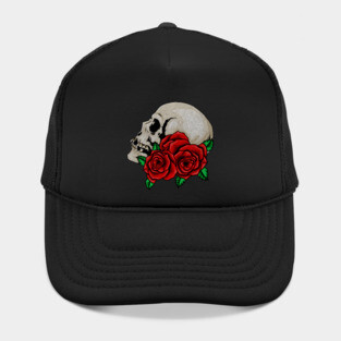 Skull, Floral Roses Hat