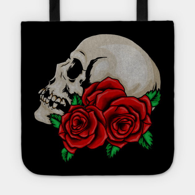 Skull, Floral Roses Tote by logiamerch