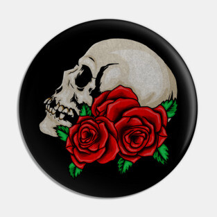 Skull, Floral Roses Pin