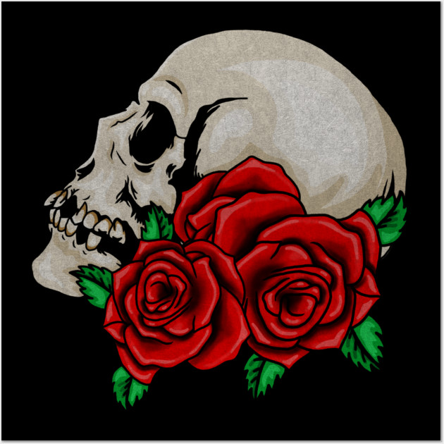 Skull, Floral Roses Wall Art by logiamerch