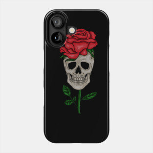 Skull with Rose, Floral Flower Phone Case