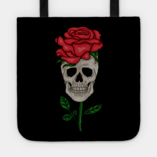 Skull with Rose, Floral Flower Tote