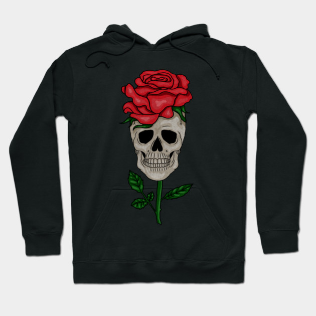 Skull with Rose, Floral Flower Hoodie by logiamerch