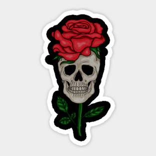 Skull with Rose, Floral Flower Sticker