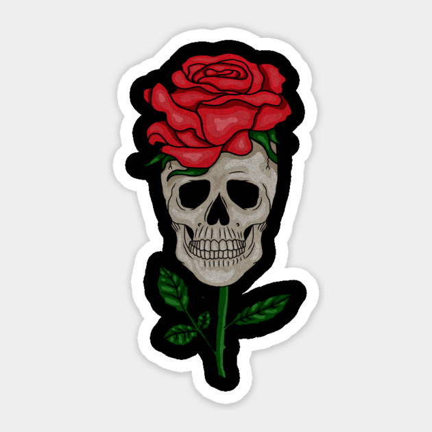 Skull with Rose, Floral Flower Sticker by logiamerch