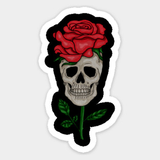 Skull with Rose, Floral Flower Magnet