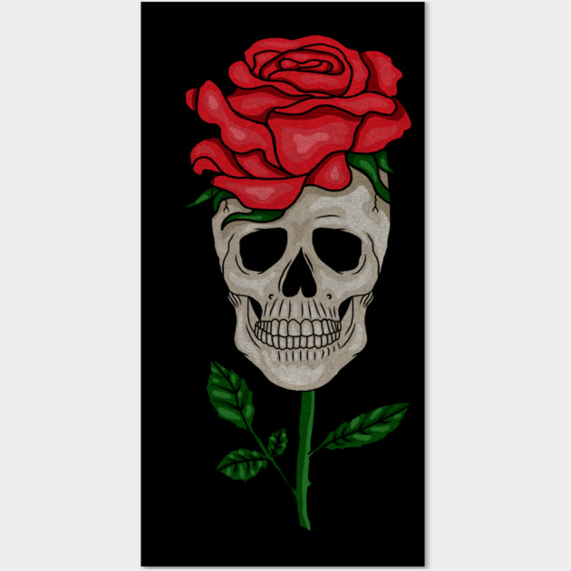 Skull with Rose, Floral Flower Wall Art by logiamerch