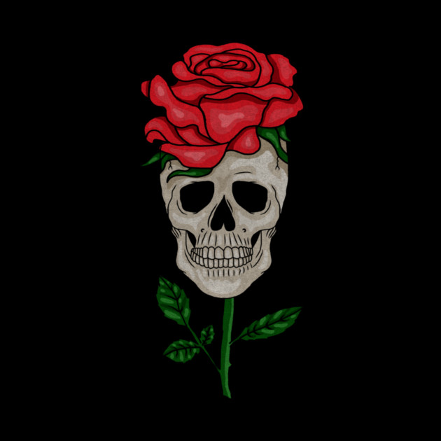 Skull with Rose, Floral Flower by logiamerch