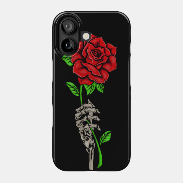 Skeleton Hand Holding a Red Rose, Floral Phone Case by logiamerch