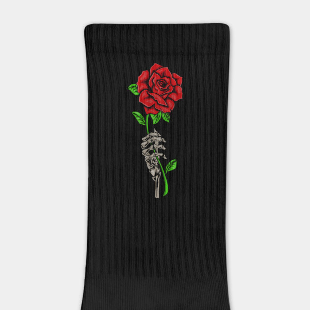 Skeleton Hand Holding a Red Rose, Floral by logiamerch