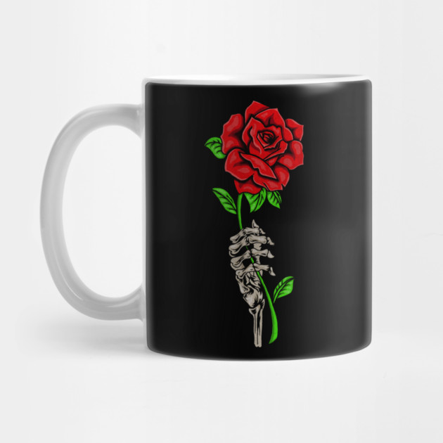 Skeleton Hand Holding a Red Rose, Floral by logiamerch
