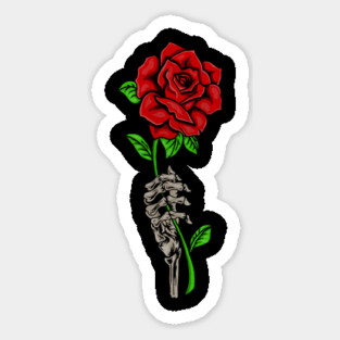 Skeleton Hand Holding a Red Rose, Floral Magnet