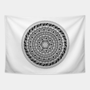 Black Pug Yoga Medallion Tapestry