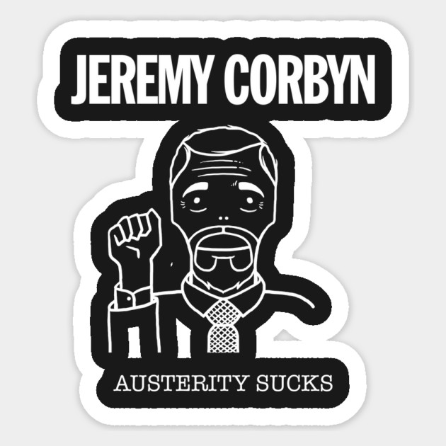 Jeremy Corbyn Austerity Sucks Sticker by dumbshirts