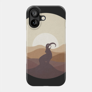 Flat Landscape Ibex Desert Animal Silhouette Phone Case