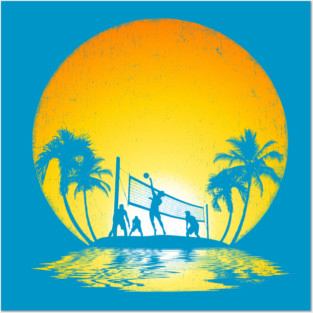 Sunset Beach Volleyball Posters and Art