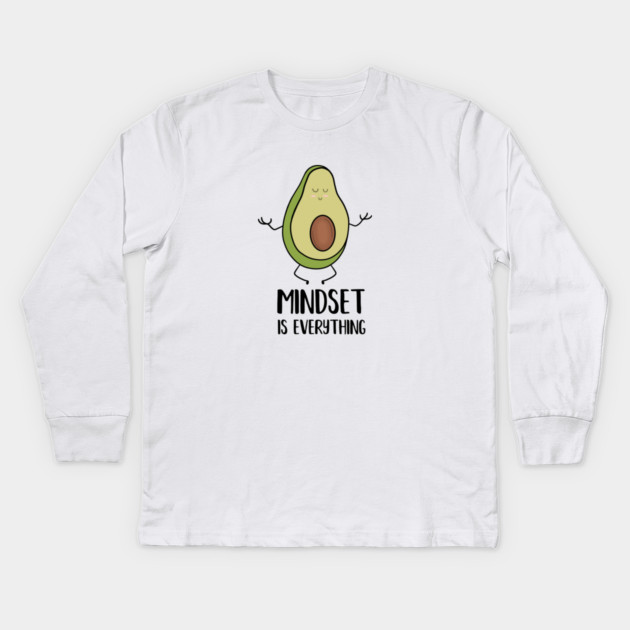 Avocado Yoga, Mindset Motivational Quote Kids Long Sleeve T-Shirt by logiamerch