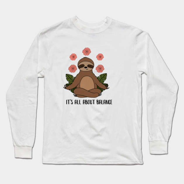 Sloth Yoga Meditation, Balance, Funny Zen Gift Long Sleeve T-Shirt by logiamerch