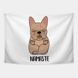 French bulldog l dog yoga pose Namaste, Zen Meditation Tapestry