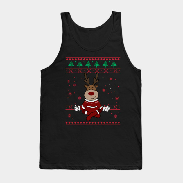 Deer Yoga Xmas, Reindeer Santa Tank Top by logiamerch