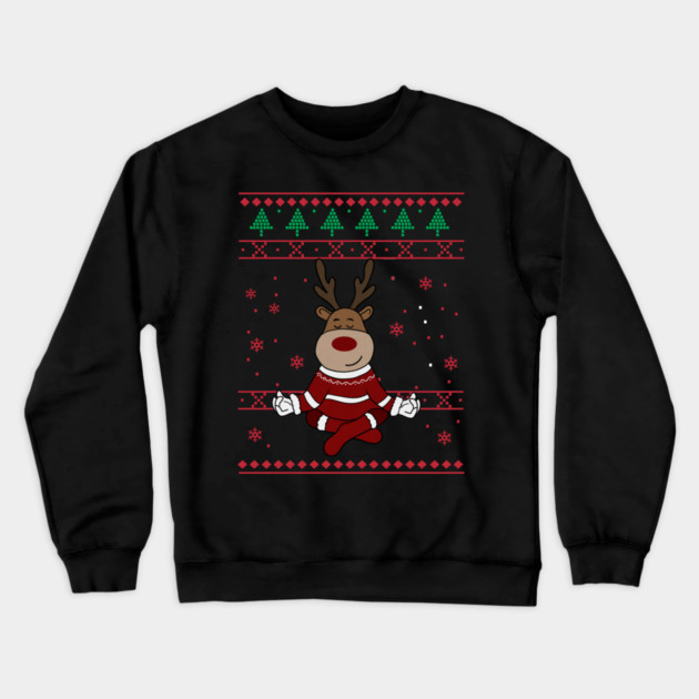 Deer Yoga Xmas, Reindeer Santa Crewneck Sweatshirt by logiamerch