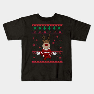 Deer Yoga Xmas, Reindeer Santa Kids T-Shirt