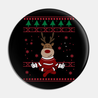 Deer Yoga Xmas, Reindeer Santa Pin