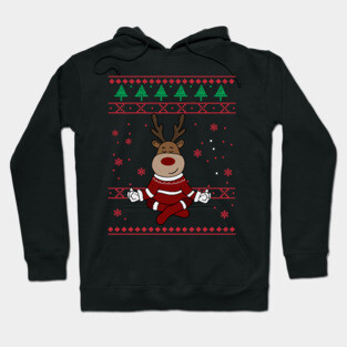 Deer Yoga Xmas, Reindeer Santa Hoodie