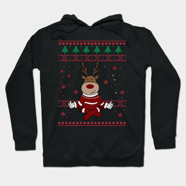 Deer Yoga Xmas, Reindeer Santa Hoodie by logiamerch