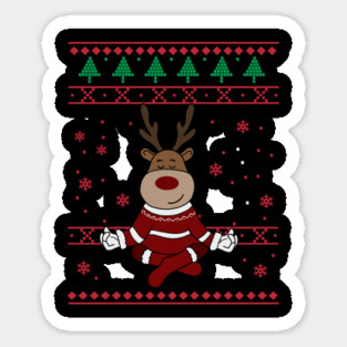 Deer Yoga Xmas, Reindeer Santa Sticker