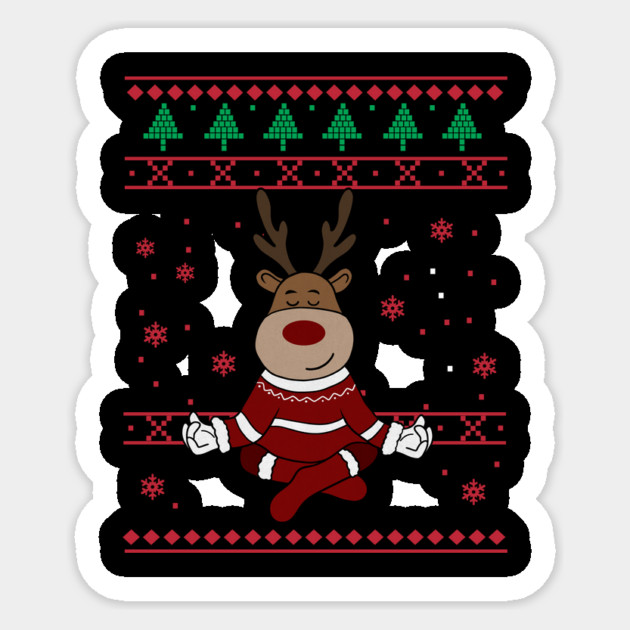 Deer Yoga Xmas, Reindeer Santa Sticker by logiamerch