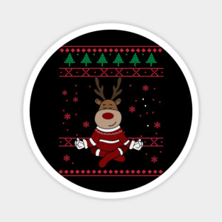 Deer Yoga Xmas, Reindeer Santa Magnet
