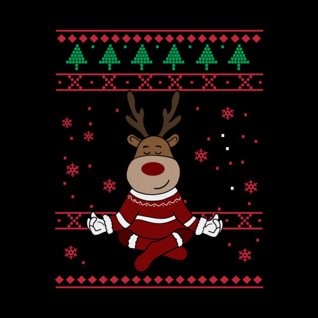 Deer Yoga Xmas, Reindeer Santa by logiamerch
