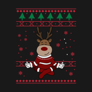 Deer Yoga Xmas, Reindeer Santa T-Shirt