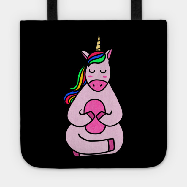Cute Yoga Unicorn Meditating Tote by logiamerch