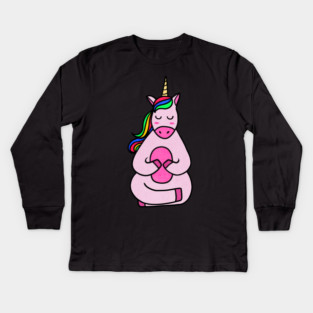 Cute Yoga Unicorn Meditating Kids Long Sleeve T-Shirt