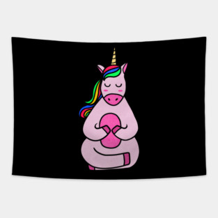 Cute Yoga Unicorn Meditating Tapestry