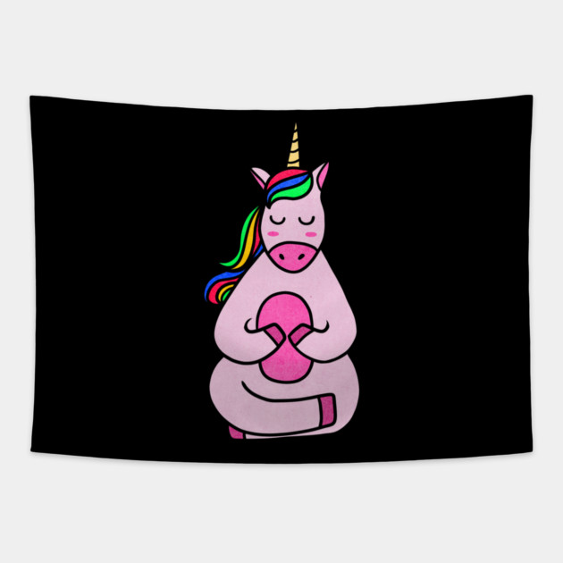 Cute Yoga Unicorn Meditating Tapestry by logiamerch