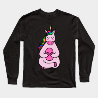 Cute Yoga Unicorn Meditating Long Sleeve T-Shirt