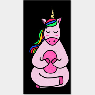 Cute Yoga Unicorn Meditating Posters and Art