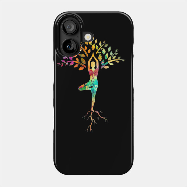 Yoga tree pose with Cosmic Pattern Design, Zen Meditation Phone Case by logiamerch