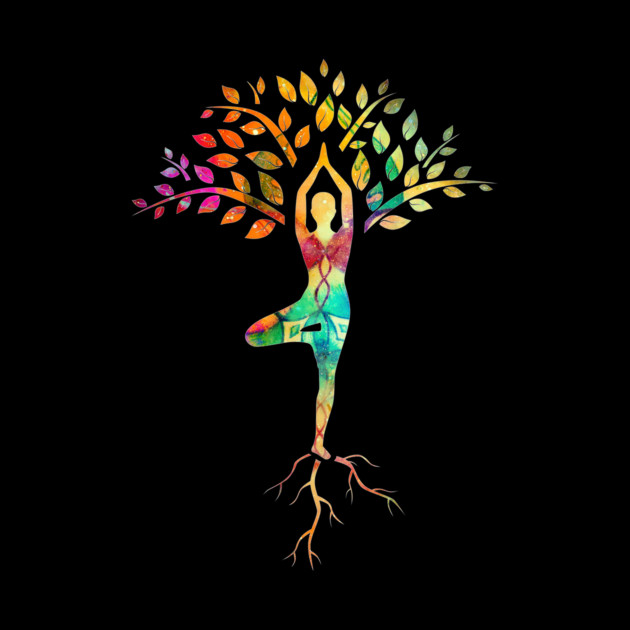Yoga tree pose with Cosmic Pattern Design, Zen Meditation by logiamerch