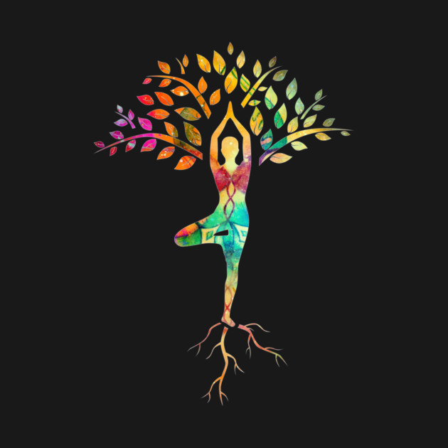 Yoga tree pose with Cosmic Pattern Design, Zen Meditation by logiamerch