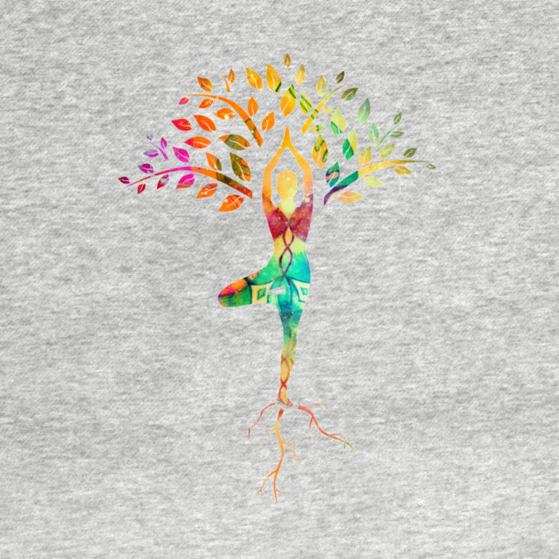 Yoga tree pose with Cosmic Pattern Design, Zen Meditation by logiamerch
