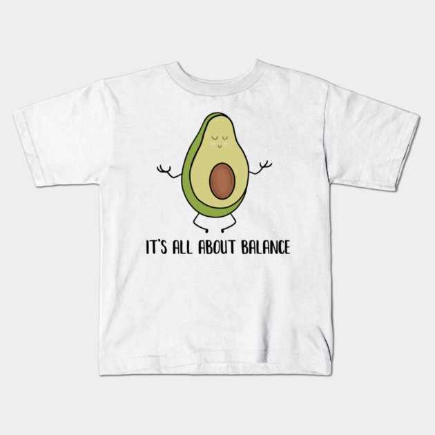 Avocado Doing Yoga, Funny Zen Mediation, Balance Kids T-Shirt by logiamerch