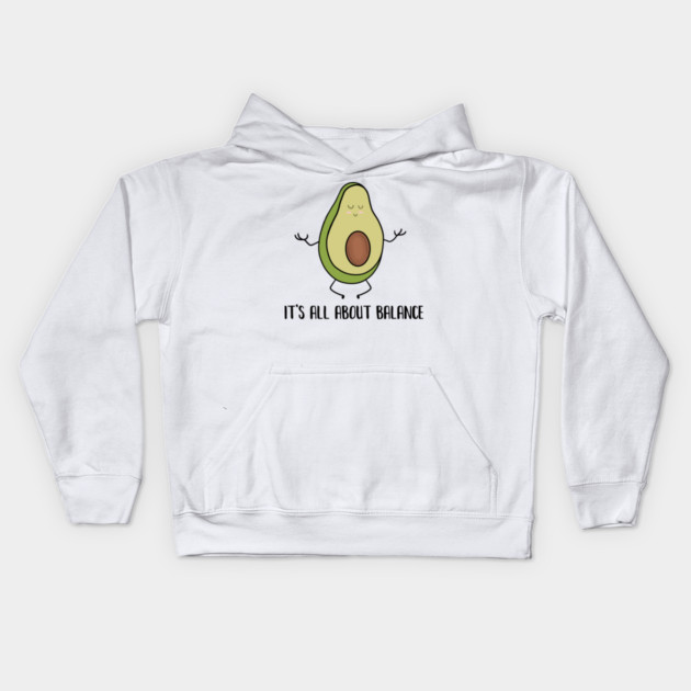 Avocado Doing Yoga, Funny Zen Mediation, Balance Kids Hoodie by logiamerch