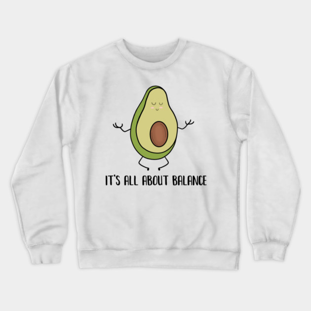 Avocado Doing Yoga, Funny Zen Mediation, Balance Crewneck Sweatshirt by logiamerch