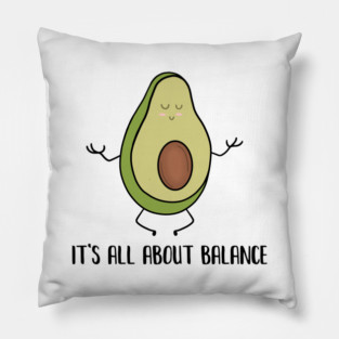 Avocado Doing Yoga, Funny Zen Mediation, Balance Pillow